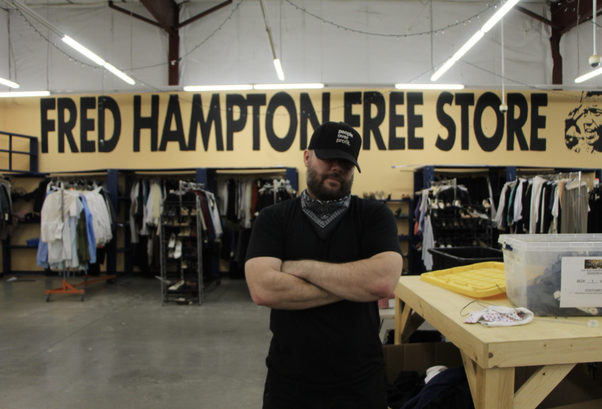 Dan Bingler poses on the The Free Store floor.